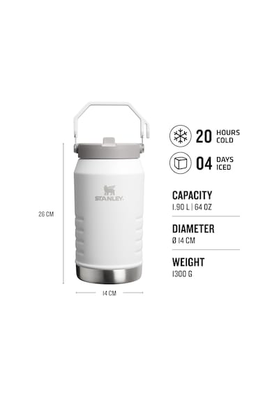 Stanley The Iceflow Flip Straw 2.0 Jug Termos 1.90l 10-13085-037 Beyaz