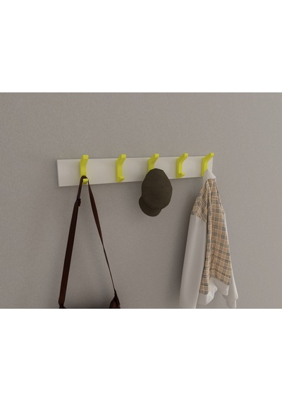 Hepsi3boyutlu Modern Duvar & Kapı Kanca Askılık - 5 Adet Sarı Kanca Askılık - Model No : 2 Sarı