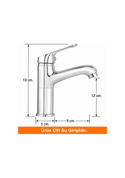 Nuss Lale Yüksek Lavabo Bataryası - Çift Su Girişli 9401-y Krom