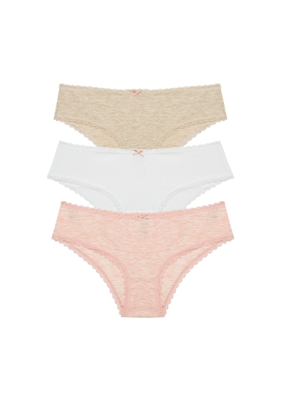 Penti Daily Lace3'lü Pamuklu Bej Hipster Külot