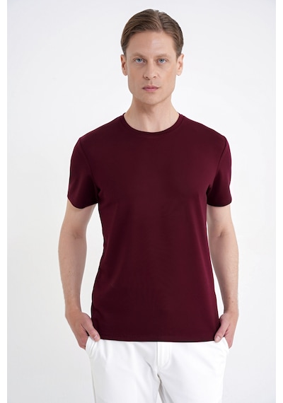Efor Comfort Fit Bisiklet Yaka %97 Esnek Pamuklu Bordo Tişört Ts 885