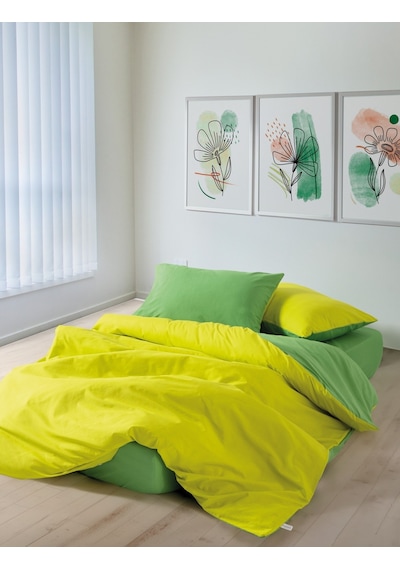 Cozy Home Popping Colors Tek Kişilik Lastikli Çarşaflı Nevresim Takımı Sage Sarı-yeşil