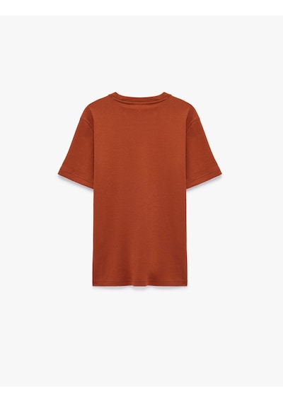 Koton Regular Fit Kısa Kollu Pamuklu Bisiklet Yaka Tişört Kiremit 6sam10021mk