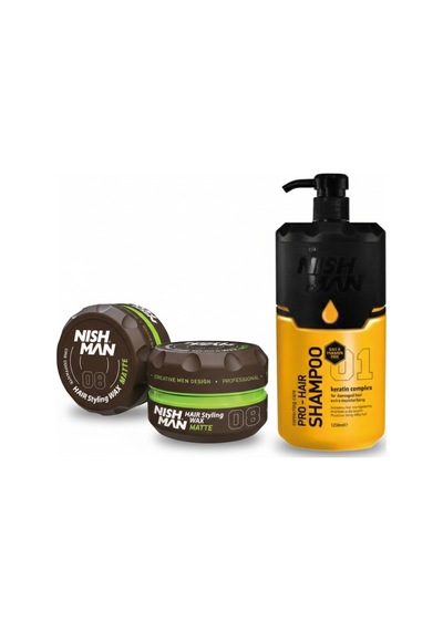 08 Saç Şekillendirici Ultra Sert Parlak Wax 150 Ml X 5 Adet/ + 1250 Ml Tuzsuz Şampuan Hediye
