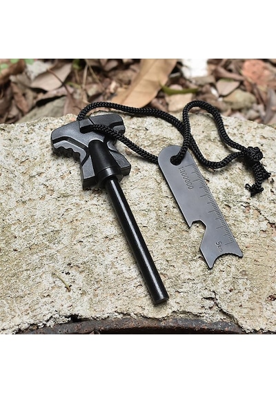 Valkyrie 8mm 8.5cm Magnezyum Ateş Başlatıcı Bar - %100 Katkısız Alüminyum İçermez Fire Starter Siyah