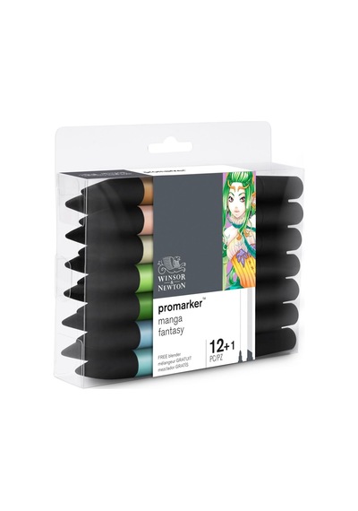 0290142 Promarker, Profesyonel Düzen Kalemi - 2 Uçlu, Çizimler, Tasarım Ve Düzenler İçin İnce Ve Geniş - 13 Renk Seti - Manga Fantasy