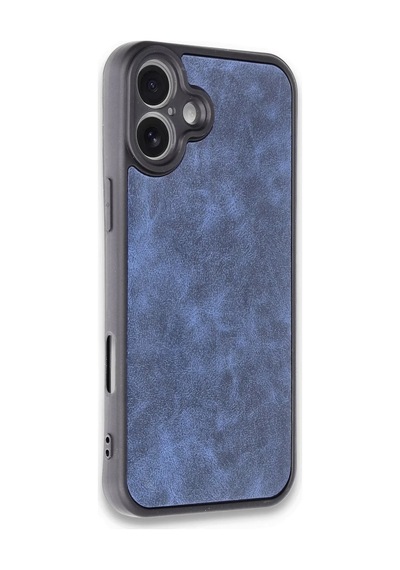 Apple Uyumlu iPhone 16 Plus Uyumlu Kılıf Aras Deri Kapak - Lacivert