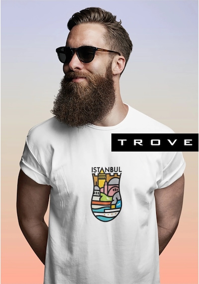 Unısex Kadın Erkek Hediye Istanbul Yedi Tepe Baskılı Çay Bardak % 100 Pamuk Tasarım T-shirt Beyaz