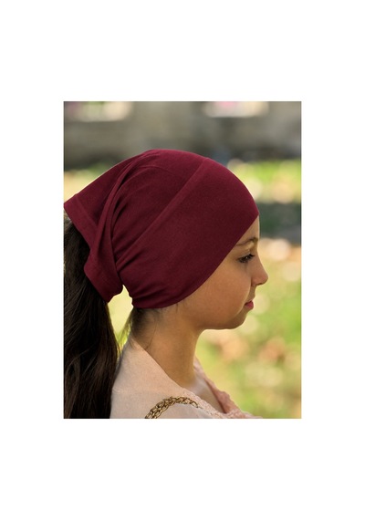 Aldaıyr Dikişli Hazır Pratik Geçmeli Düz Çocuk Boru Bone Bordo