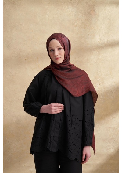 Armanda Jose Jakar Ethnic Desen Şal- 3303 Kızıl Kahve