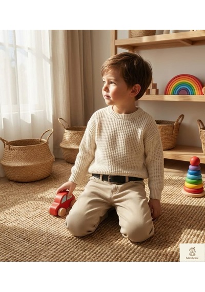 Nanica Kids Minibohe Kemerli Çocuk Kanvas Pantolon Bej Bej