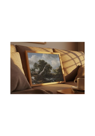 Klasik Sanat Ruisdael Ormanda Alçak Şelale Çerçevesiz Poster 21x30 Cm A4 Tablo Yağlı Boya