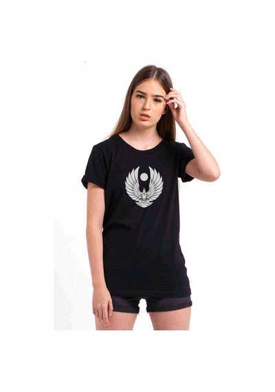 Trek Online Romulan Klingon Logo Baskılı Siyah Kadın Tshirt