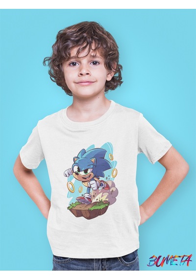Bumeta Sonic Chibi Game Çocuk Tişört T-shirt Beyaz