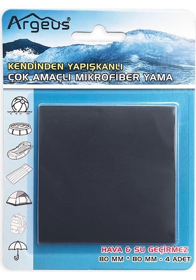 Argeus Yapışkanlı Fiber Çadır Tamir Yaması 4'lü Antrasit