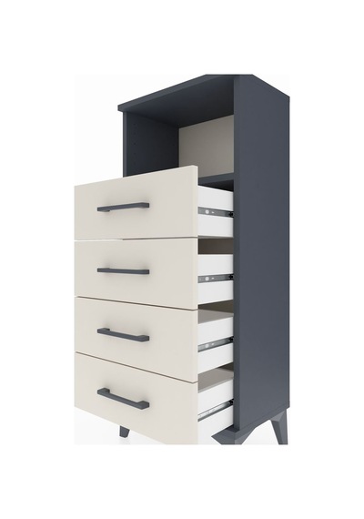 Arges Komodin Tek Raflı 4 Çekmeceli 44x30x106 Antrasit-aytaşı Antrasit