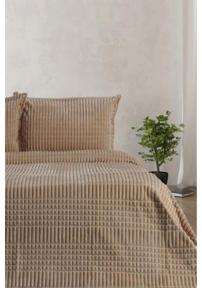 Merinos 3 Parça Modernline Yatak Örtüsü Vizon