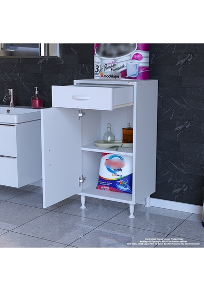 Modilayn Emir 40 X 88 X 32,5 Cm Kapaklı Ve Çekmeceli Çok Amaçlı Banyo&mutfak Dolabı Beyaz