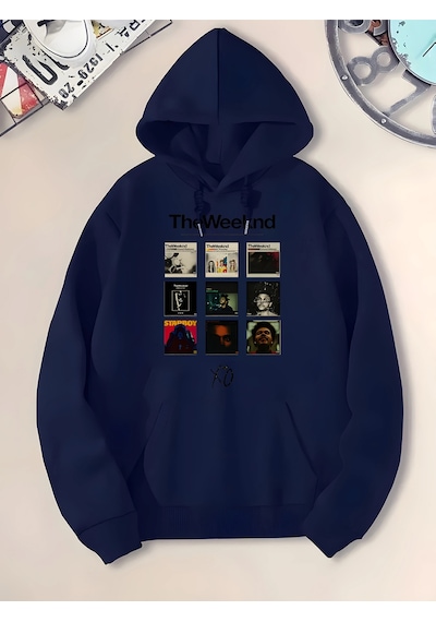 Uyguntarz Unisex The Weekend Baskılı Oversize Sweatshirt Lacivert
