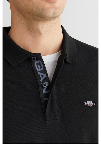 Gant Erkek Tam Kalıp Uzun Kollu Polo Yaka T-shirt - Siyah-12558 Siyah