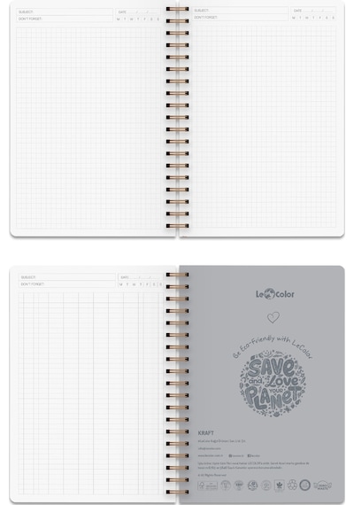 Kraft Ofis Defter Spiralli Kareli Kırmızı