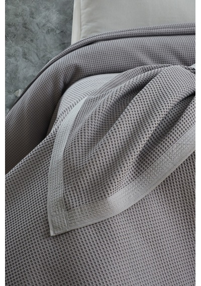 Mulberry Klimalı Pike %100 Pamuk Petekli Pike Dörtmevsim Pike Çift Kişilik 220 x 240 Gri