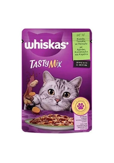 Pouch Tastymix Sos İçinde Kuzulu Tavuklu Ve Havuçlu Yetişkin Kedi Konservesi 6 Adet 85 Gr