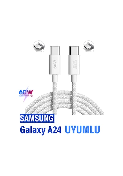 Samsung Uyumlu A24 Şarj Kablosu Type-c To Type C Hızlı Şarj İçin 1 Metre
