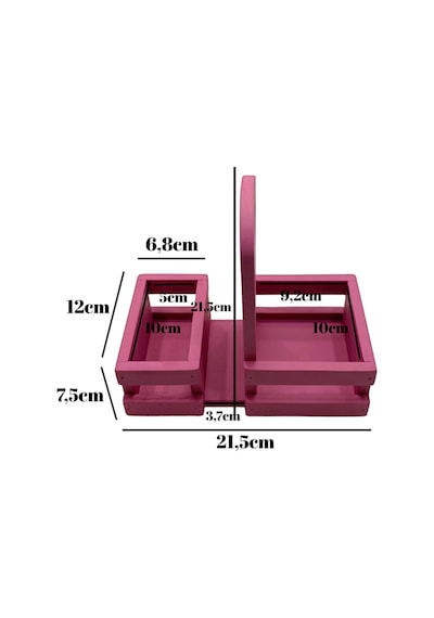 Ahşap Doğal Baharatlık Yağdanlık Ve Peçetelik Takımı Kare 1 Set Ihlamur Pembe