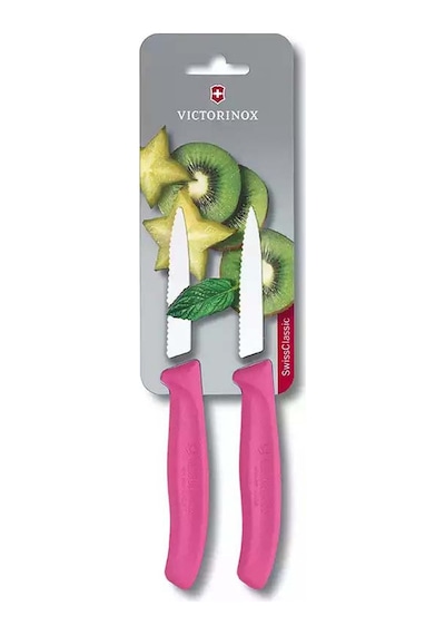 Victorinox 6.7636.l115b 8cm Pembe 2li Tırtıklı Soyma Bıçağı, Blisterli Paket