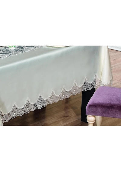 Rosalinda Güpürlü Monoray Kumaş Krem Sofra Takımı 8 Kşl. 170x240cm - 684 Çok Renkli