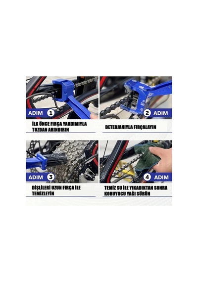 Motorsiklet &amp Bisiklet Zinciri Temizleme Fırçası Çift Taraflı Çok Renkli