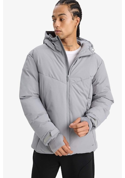 Defacto Defactofit Su İtici Regular Fit Kapüşonlu Fermuarlı Rüzgar Geçirmez Mont E9487ax25wngr91 Gri-gr91