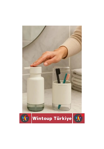 Dayanıklı Banyo Sabun Losyon Şampuan Pratik Çok Şık Modern Sıvı Sabunluk Diş Fırçalık İkili Set Çok Renkli
