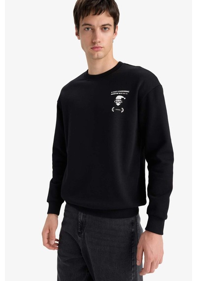 Defacto Boxy Fit Baskılı Sweatshirt F2626ax25wnbk81 Siyah-bk81