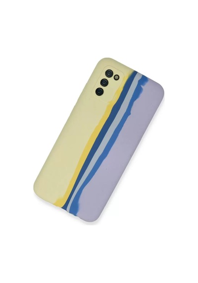 Samsung Galaxy Uyumlu. A03s Kılıf Ebruli Lansman Silikon - Sarı-lila