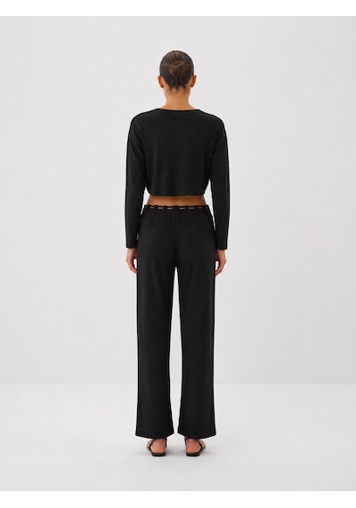 Xint Siyah Esnek Dokulu Regular Fit Sweat Pantolon 470403