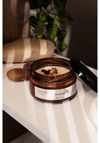 El Yapımı Kahve Kokulu %100 Soya Wax Mumu 230ml-3223