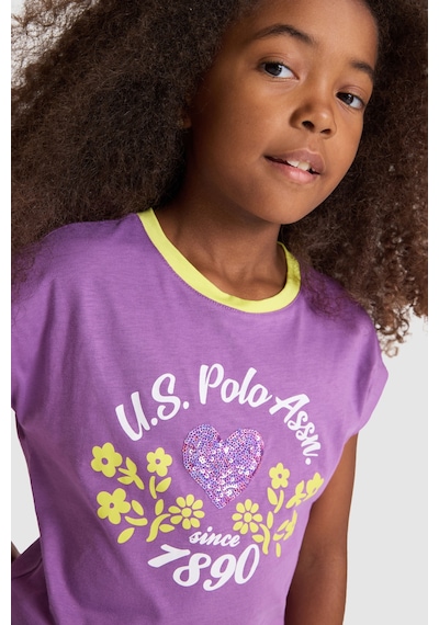 U.s. Polo Assn. Kız Çocuk Menekşe Tişört 50325653-vr037 Menekse
