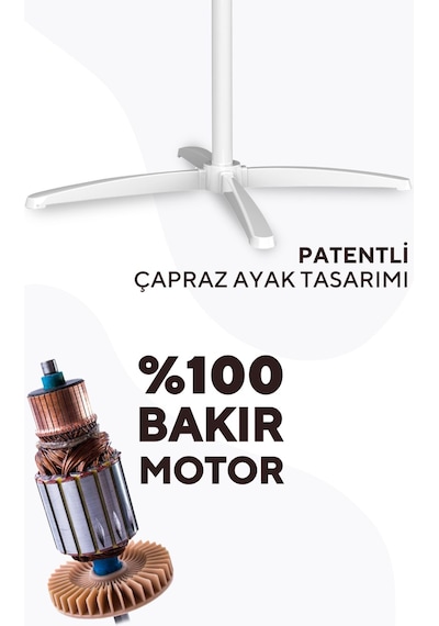 Kumtel KTF-290 Beyaz 16 İnç Ayaklı Vantilatör 40 W,3 Kanatlı, 3 Kademeli, 120 cm Ayarlanabilir Yükseklik