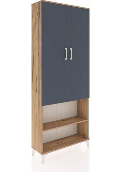 Arges Dolap 4 Raflı 2 Kapaklı 88x30x221 Çam-antrasit Çam