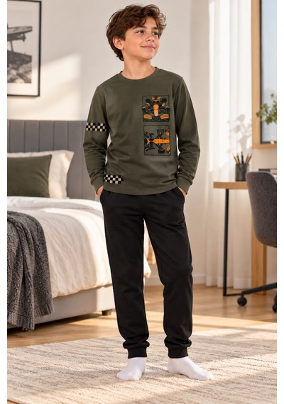 Tarık İnterlok Kumaş Araba Baskılı Erkek Pijama Takımı 11-16 Yaş -ta4401470 - Haki Yeşil Tarık İnterlok Kumaş Araba Baskılı Erkek Pijama Takımı 11-16 Yaş -ta4401470 - Haki Yeşil