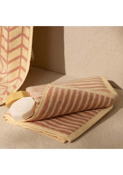 Soft Noa İpliği Boyalı Yüz Havlusu - Krem / Pudra - 50x90 Cm Çok Renkli