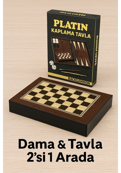Platin Kaplama Büyük Boy Tavla Tavla & Dama 2 Si 1 Arada, Çizilmez Yüzey Set