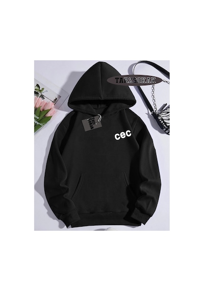 Tarzsokak Kapşonlu Sweatshirt Siyah Cec Özel Tasarım