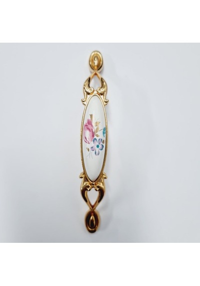 Miray 96 Mm Metal Gold Porselen Çiçek Desenli / 5 Adet Altın