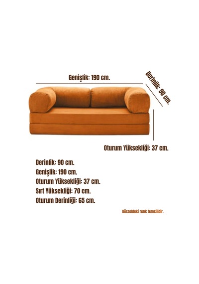 Reflekta Sünger Koltuk Rollpack Kanepe Relax 90x190 Yatak Koltuk Demonte Hardal Sarısı