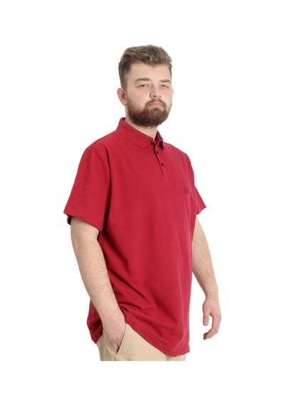 Mode Xl Büyük Beden Erkek T-Shirt Polo Carpe Dıem 23333 Bordo 001