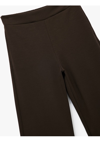 Koton Beli Lastik Detaylı Cepli Geniş Paça Pantolon Kahverengi 6wak40051ek Kahve