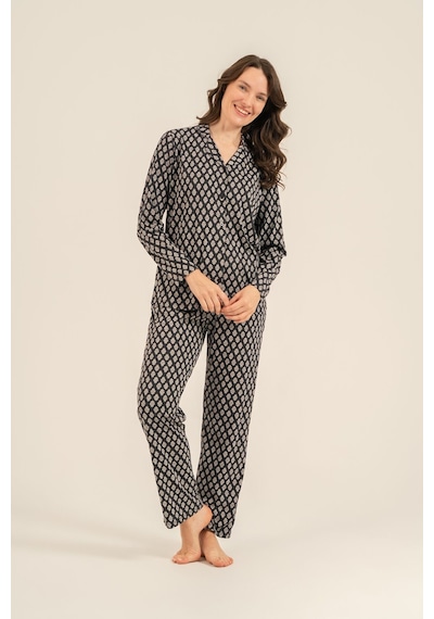 Arnetta Kadın Desenli Antrasit Gömlek Pijama Takımı Ar3750-s-v1 Ar3750-s-v1